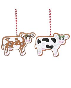 Gisela Graham Gingerbread Cow Resin Tree Decoration x2